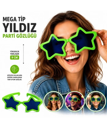Mega Tip Yıldız Parti Gözlüğü Yeşil Renk