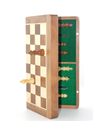 Mıknatıs Taşlı Ahşap Katlanabilir Kutulu Satranç Oyunu 35 Cm G224