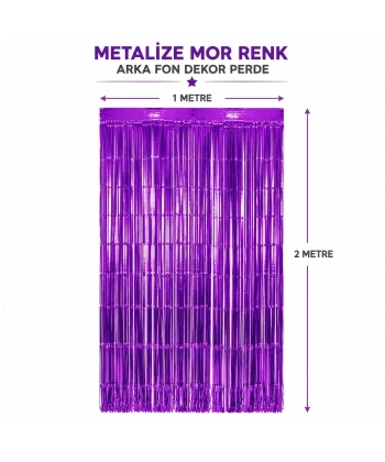 Mor Metalize Parti Perdesi 100x200 Cm – Kapı Ve Arka Fon Perdesi