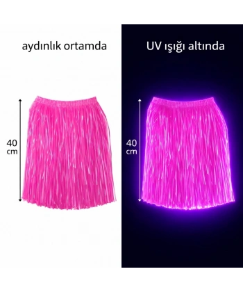 Neon Pembe Hawaii Parti Eteği 40 Cm