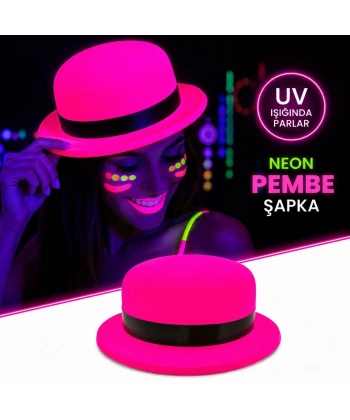 Neon Pembe Uv Parti Şapkası Plastik