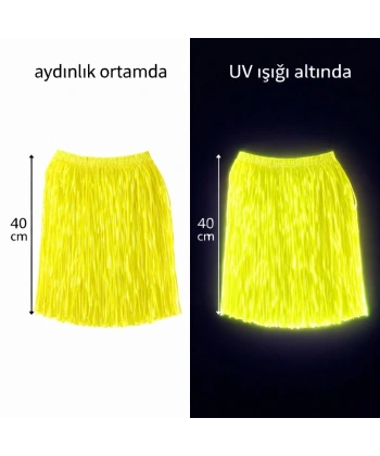 Neon Sarı Hawaii Parti Eteği 40 Cm