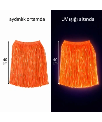 Neon Turuncu Hawaii Parti Eteği 40 Cm