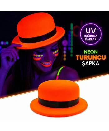 Neon Turuncu Uv Parti Şapkası Plastik