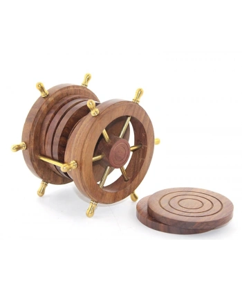 Pirinç Dümenli Ahşap Bardak Altı W720