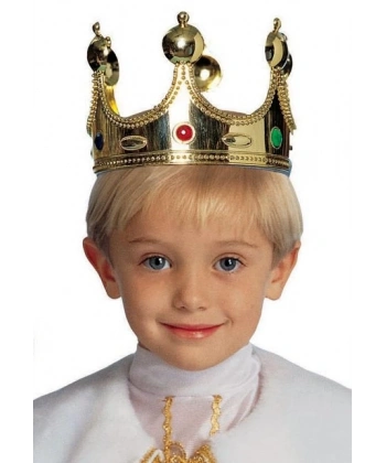 Plastik Kral Tacı Altın Renk Çocuk Boy