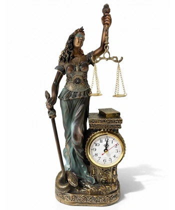Polyester Saatli Adalet Figürü Alk4414