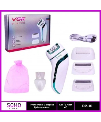 Profesyonel 3 Başlıklı Epilasyon Aleti