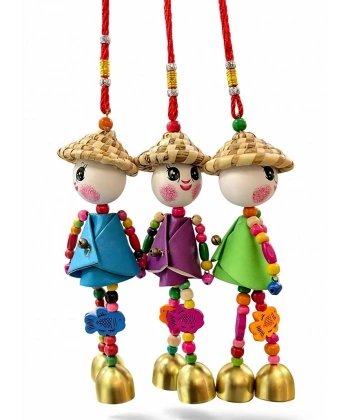 Renkli Boncuklu Şapkalı Bebek Rüzgar Çanı Alk5383