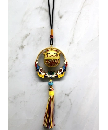 Renkli Püsküllü Şans Kedisi Feng Shui Askılık Alk4452