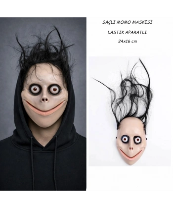 Saçlı Momo Korku Maskesi 24x16 Cm