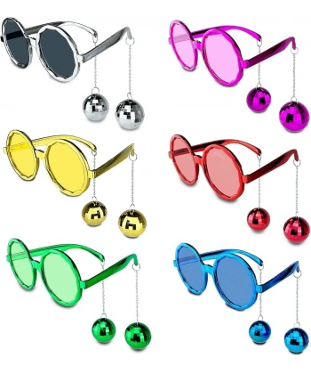 Sallanan Disko Top Küpeli Gözlük Retro Hawaii 5 Renk 6 Adet