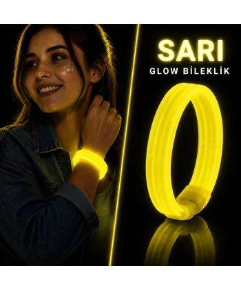 Sarı Kalın Glow Bileklik – Kırılarak Yanan Parti Ve Festival Bilekliği