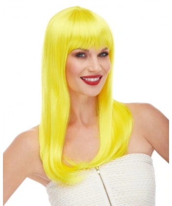 Sarı Renk Uzun Düz Parti Peruğu