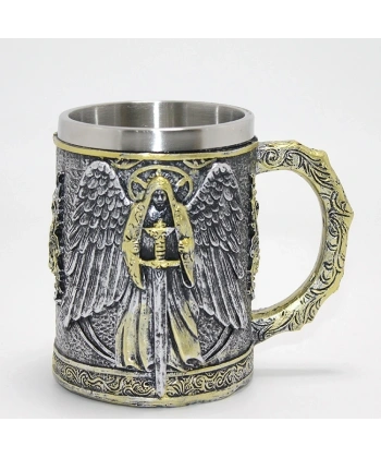 Savaşçı Melek Kanatlı 3d Kabartmalı Paslanmaz Çelik Kupa Alk4384