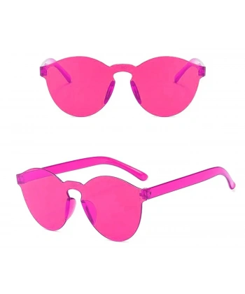 Sert Mika Oval Şekilli Çerçevesiz Fuşya Gözlük Retro Parti 5x14 Cm