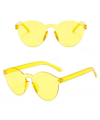 Sert Mika Oval Şekilli Çerçevesiz Sarı Gözlük Retro Parti 5x14 Cm