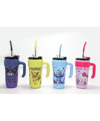 Sevimli Anime Karakterli Pipetli Termos & Suluk Alk4714