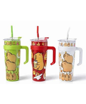 Sevimli Kapibara Pipetli Termos & Suluk Alk4711