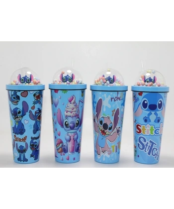 Sevimli Stitch Pipetli Boncuklu Termos & Suluk Alk4708