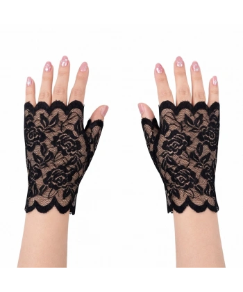 Siyah Dantel Parmaksız Kısa Eldiven