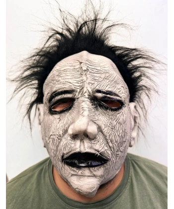 Siyah Saçlı Michael Myers Lateks Yüze Tam Yapışan Et Maske Korku Maskesi