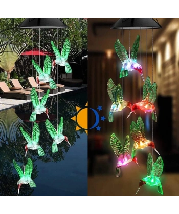 Solar Led Işıklı Kuşlu Bahçe Dekoru 6 Ledli,renkli Işık