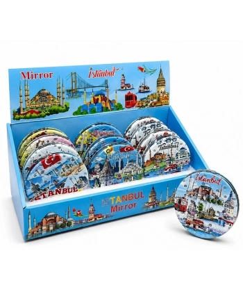 Taşlı İstanbul Temalı İnce El Aynası Alk5819