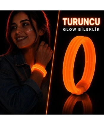 Turuncu Kalın Glow Bileklik – Kırılarak Yanan Parti Ve Festival Bilekliği