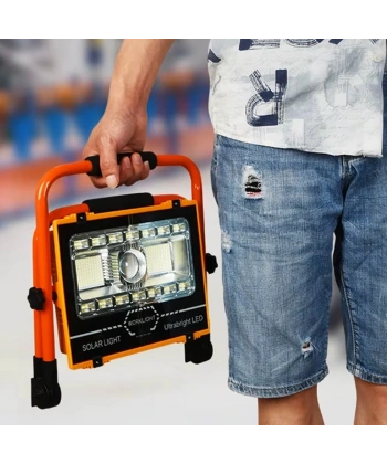 Wt-734 P70 Led Solar Panel Şarjlı Taşınabilir Projektör (176 Smd + Yan Led)