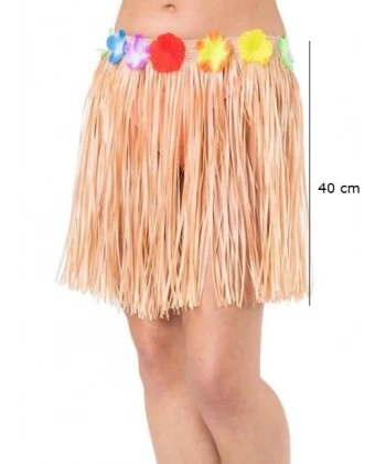 Yetişkin Ve Çocuk Uyumlu Saman Renk Püsküllü Hawaii Luau Hula Etek 40