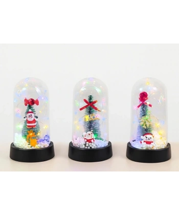 Yılbaşı Temalı Işıklı  Dekoratif Cam Fanus Alk5076