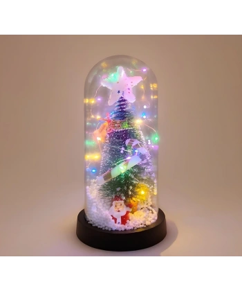 Yılbaşı Temalı Işıklı  Dekoratif Cam Fanus Alk5077