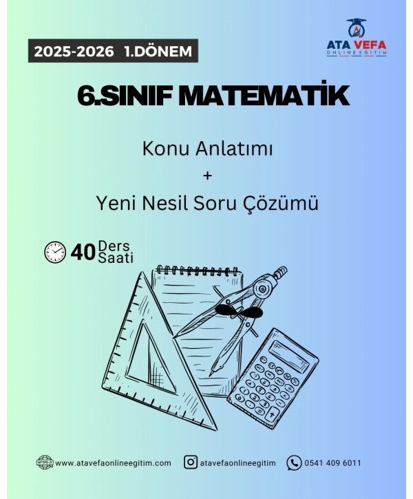 6.SINIF 1.Dönem MATEMATİK Özel VİP 10 Kişilik Sınıf
