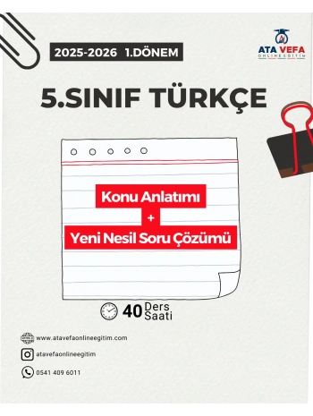 5.SINIF 1.Dönem TÜRKÇE Özel VİP 10 Kişilik Sınıf