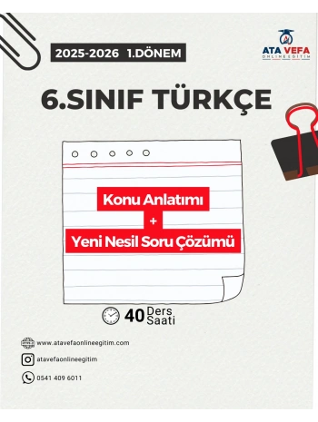 6.SINIF 1.Dönem TÜRKÇE Özel VİP 10 Kişilik Sınıf