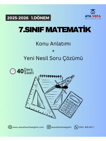 7.SINIF 1.Dönem MATEMATİK Özel VİP 10 Kişilik Sınıf