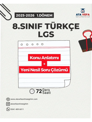8.SINIF (LGS)1.Dönem TÜRKÇE Özel VİP 10 Kişilik Sınıf