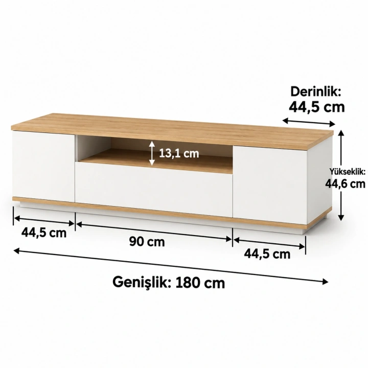 LED Aydınlatmalı Arka Panelli TV Ünitesi