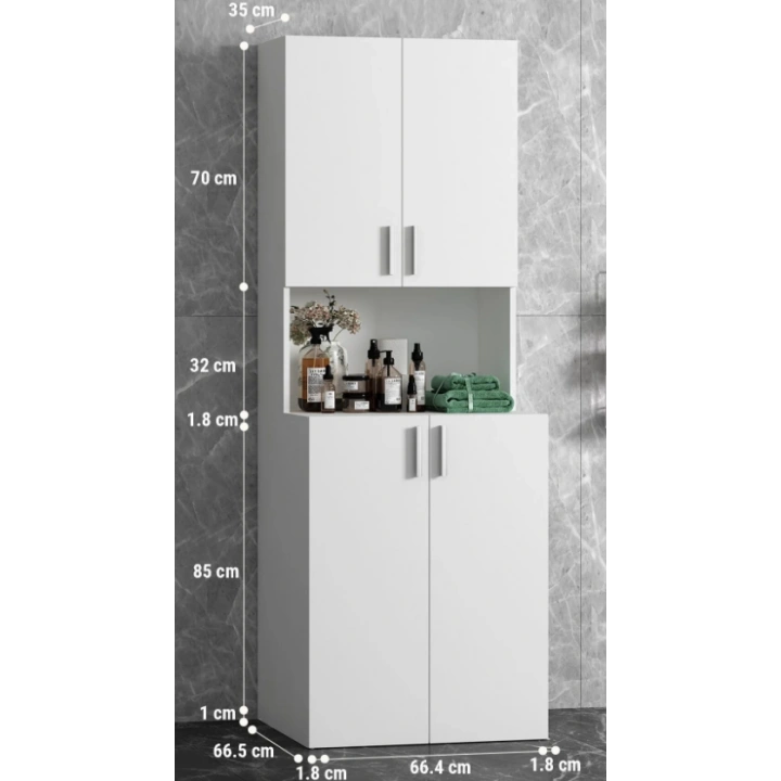 Dört Kapaklı Raflı Banyo Boy Dolabı 