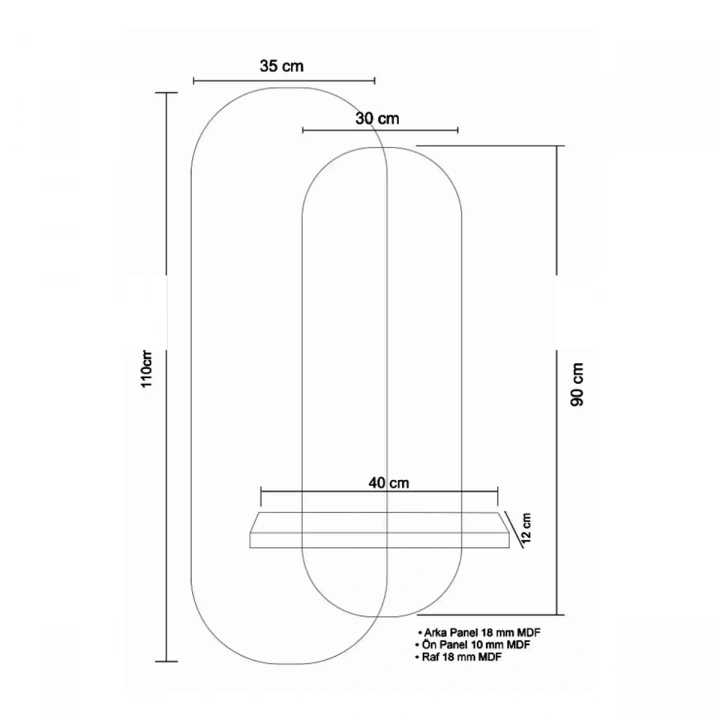 LED Aydınlatmalı Dekoratif Aynalı Dresuar – Raflı MDF Panel