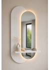 LED Aydınlatmalı Dekoratif Aynalı Dresuar – Raflı MDF Panel