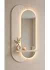 LED Aydınlatmalı Dekoratif Aynalı Dresuar – Raflı MDF Panel