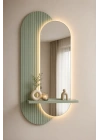 LED Aydınlatmalı Dekoratif Aynalı Dresuar – Raflı MDF Panel