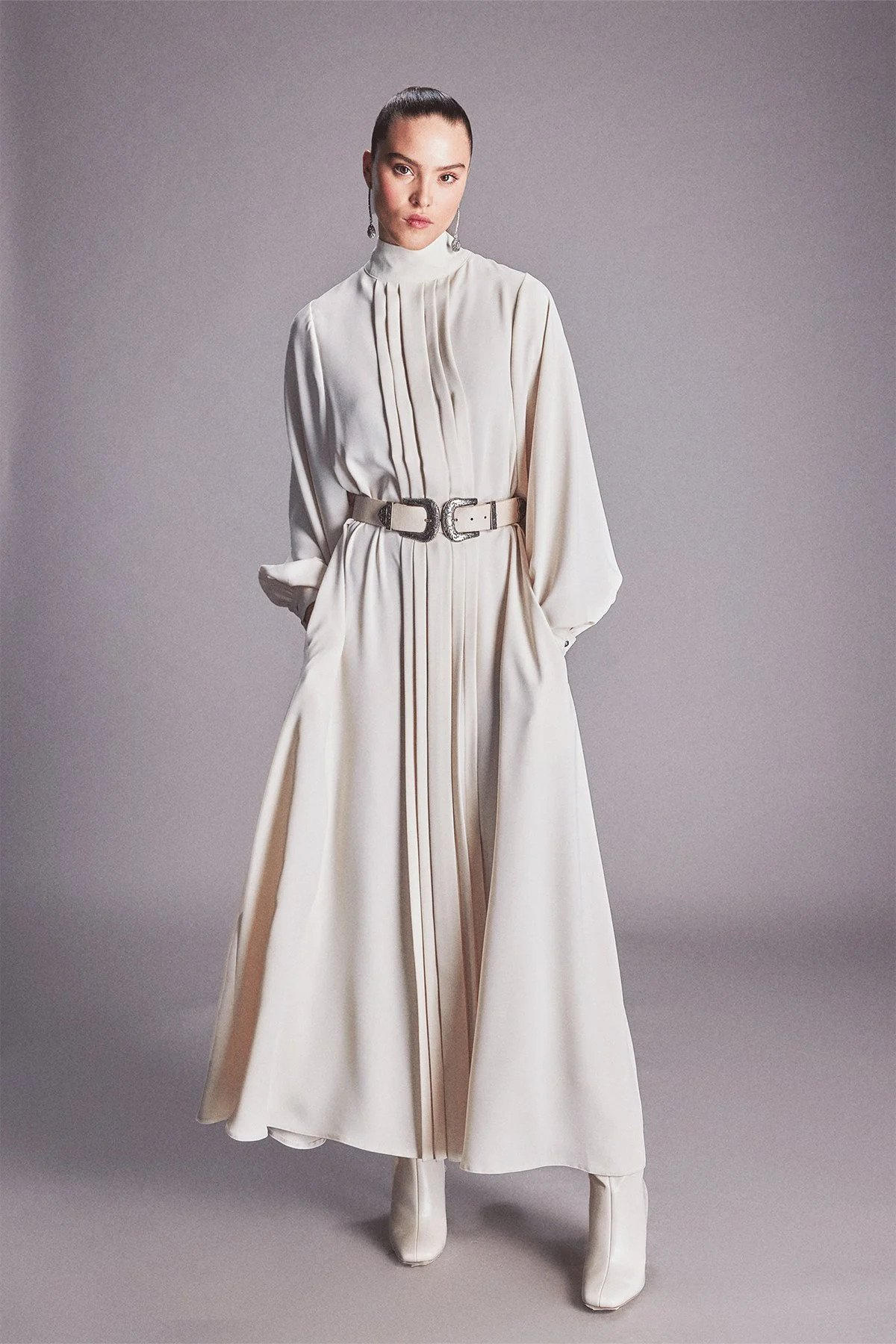 Edgan Elbise Bej | Latifa Kadın Giyim