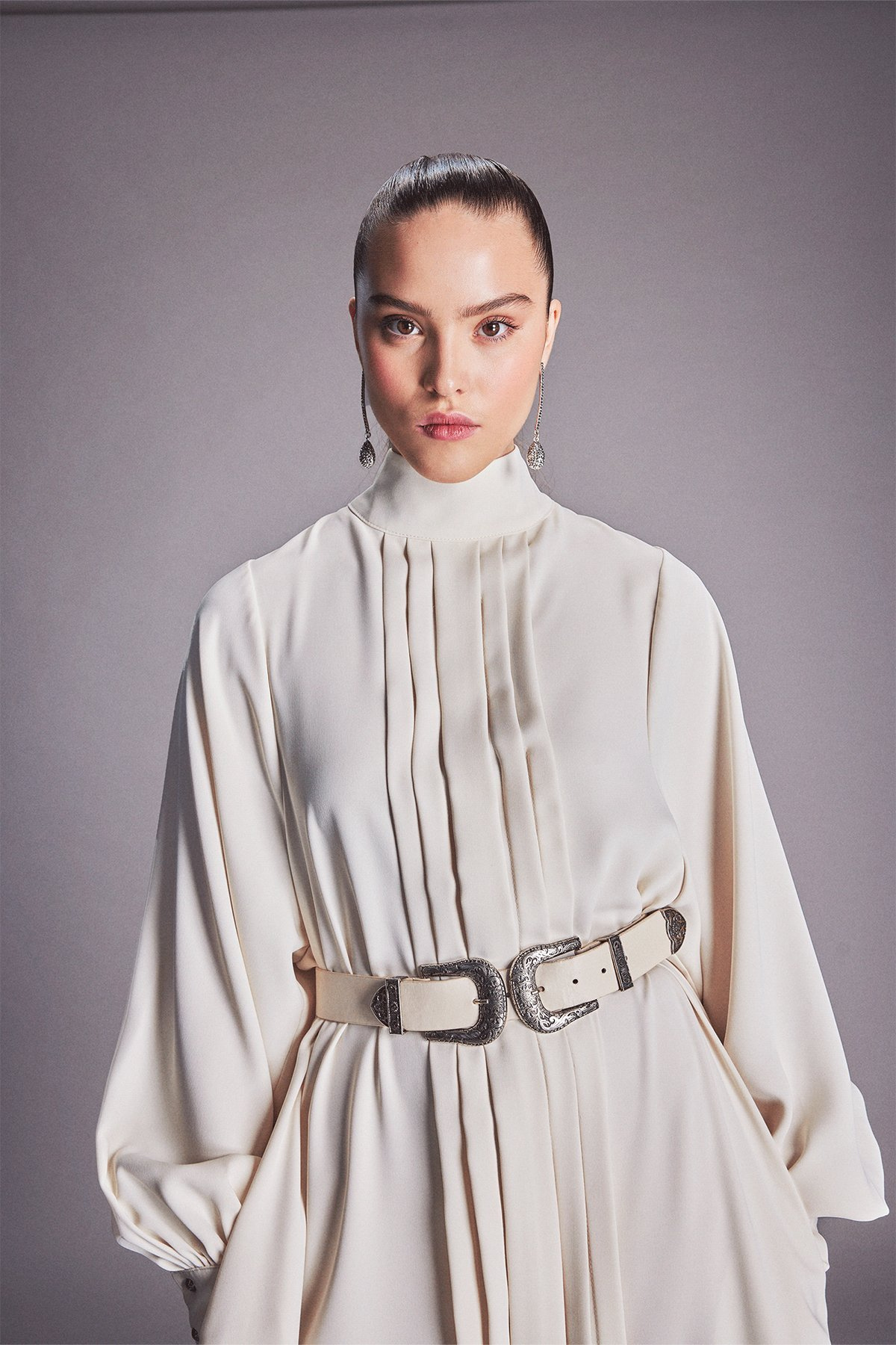 Edgan Elbise Bej | Latifa Kadın Giyim