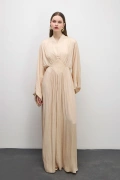 Elen Nakışlı Elbise Krem