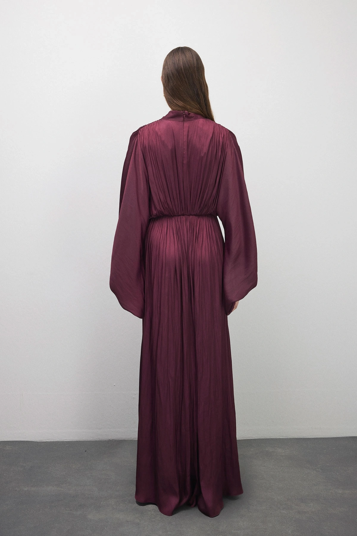 Elen Nakışlı Elbise Mürdüm