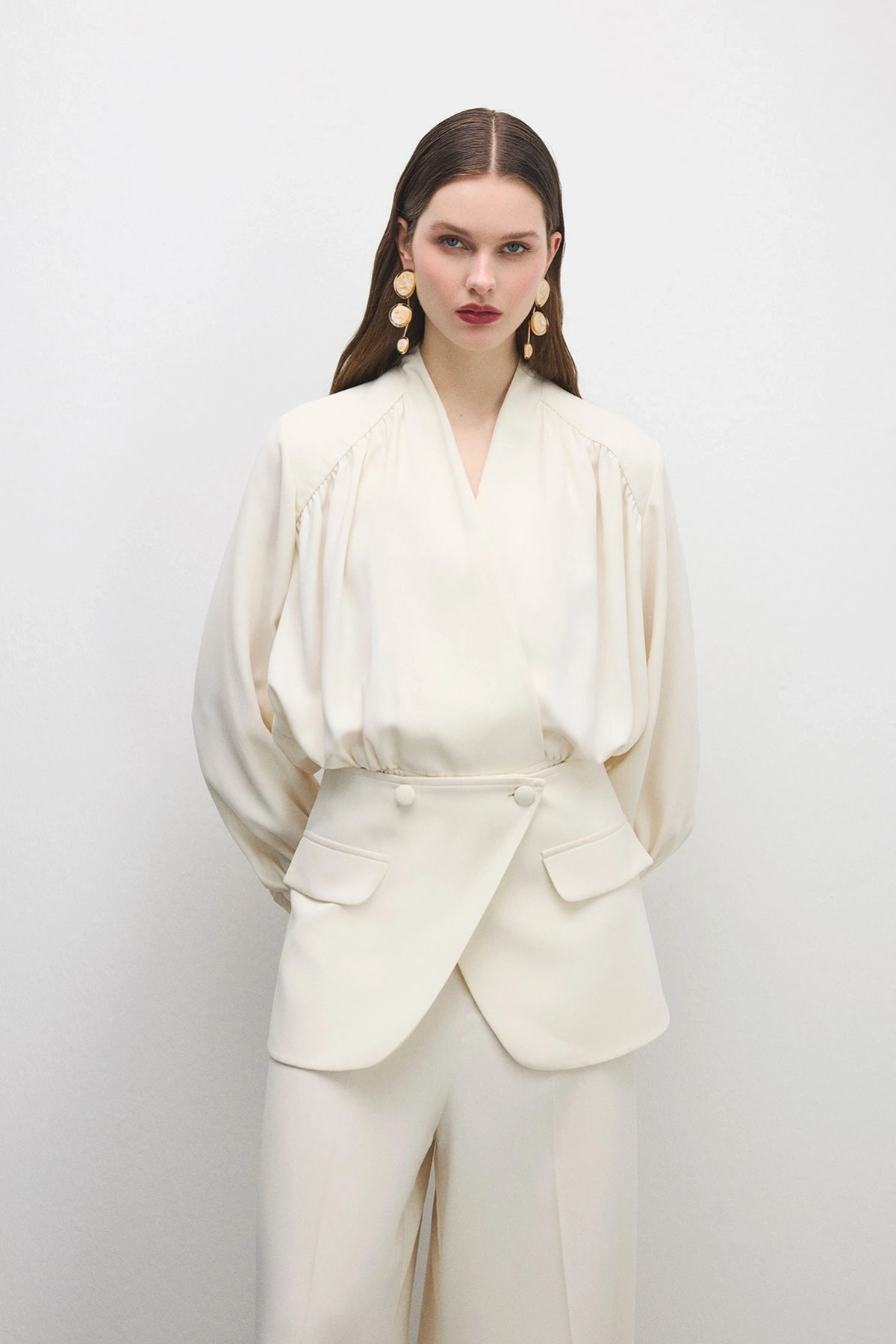 Blair V Yakalı Tulum Bej