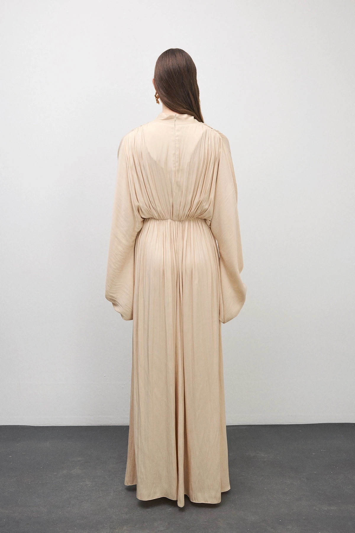 Elen Nakışlı Elbise Krem